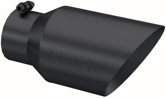 Black Exhaust Tip – 4" Inlet, 6" Outlet, 12" Length | Dual Wall Angled Cut | Universal Fit Tip