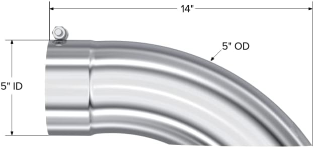 Stainless Steel Exhaust Tip – 5" Inlet, 5" Outlet, 14" Length | Single Wall Turn Down
