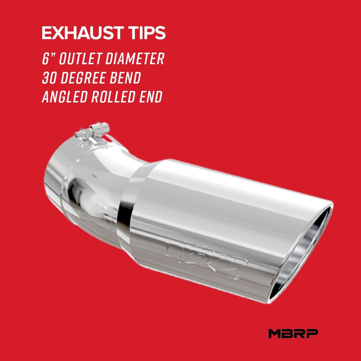 Stainless Steel Exhaust Tip – 5" Inlet, 6" Outlet, 15.5" Length | 30° Bend | Fits 2016–2021 Silverado/Sierra 2500HD & 3500HD 6.6L Diesel