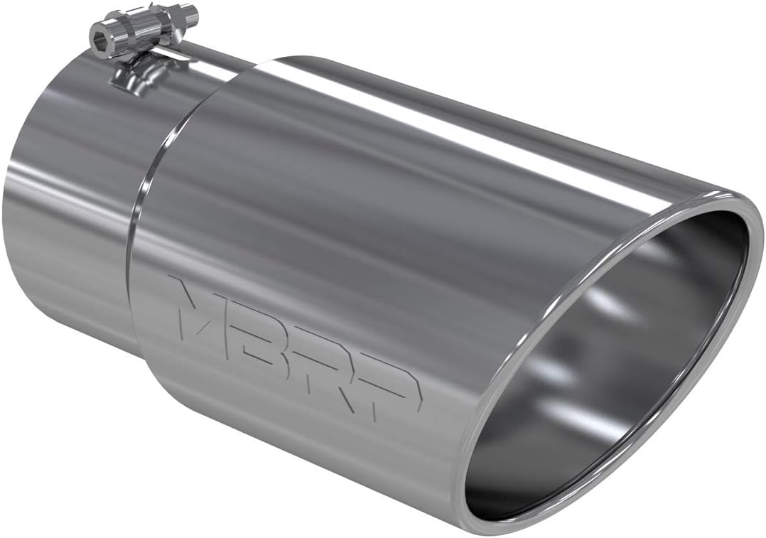 Stainless Steel Exhaust Tip – 5" Inlet, 6" Outlet, 12" Length | Angled Rolled Edge