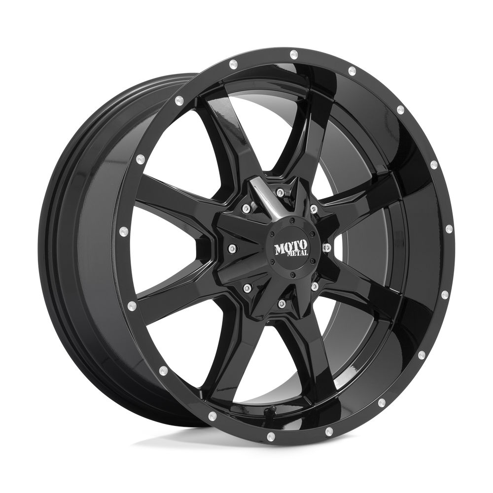 Moto Metal MO970 20x10 Wheel - Gloss Black with Milled Lip | 8x6.5 Bolt Pattern | -24 Offset