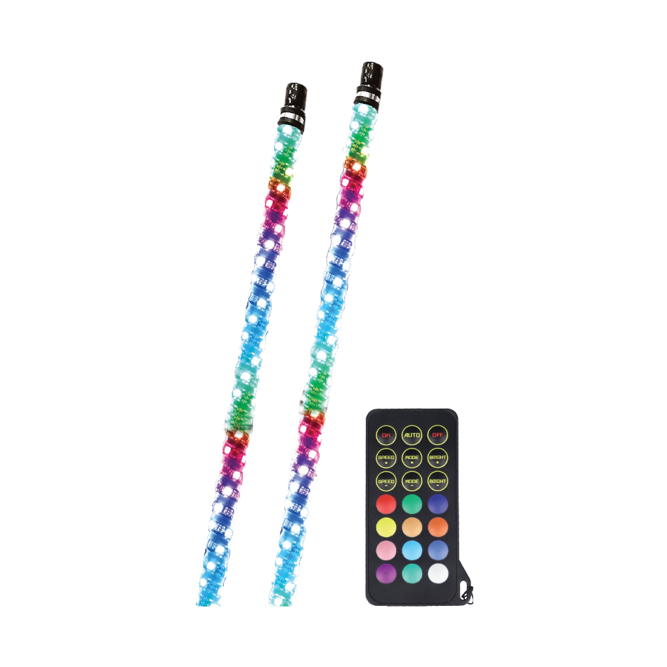 4' RGB LED Whip Light 2-Pack