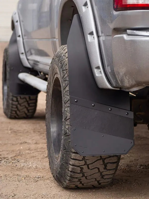 Angled Cut Rear 12″ Mud Flaps – Carbon Black | Universal Fit (HAW-AH3R-12-BPC)