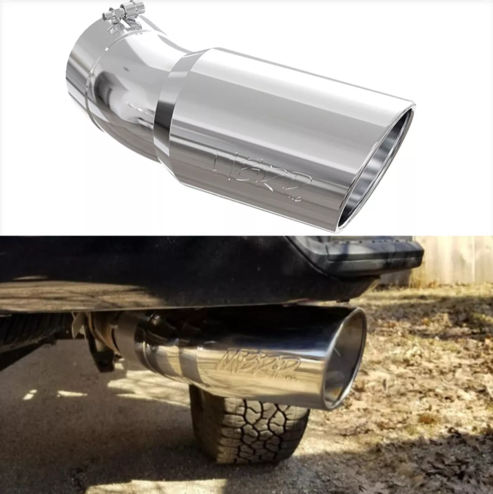 Stainless Steel Exhaust Tip – 5" Inlet, 6" Outlet, 15.5" Length | 30° Bend | Fits 2016–2021 Silverado/Sierra 2500HD & 3500HD 6.6L Diesel