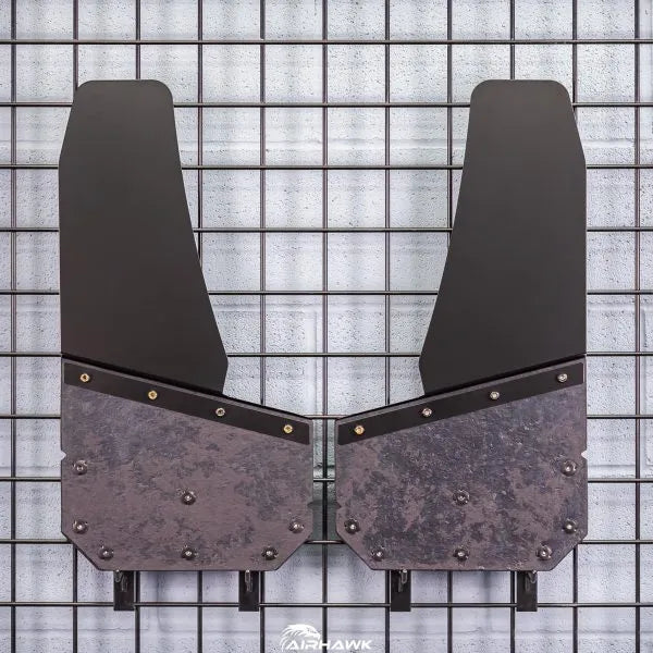 Angled Cut Front 12″ Mud Flaps – Carbon Black Finish (HAW-AH3-12-BPC)
