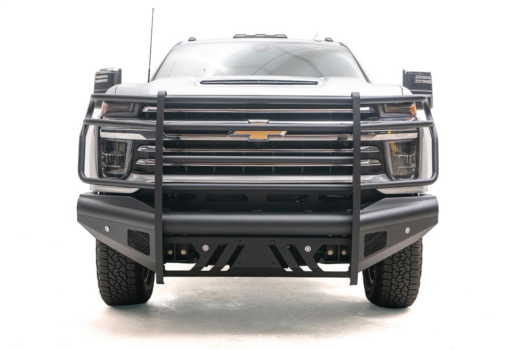 Fab Fours Black Steel Elite Ranch Front Bumper w/ Full Grille Guard – 2020–2023 Chevy Silverado 2500/3500 HD (Part #: FFR-Q4960-1)
