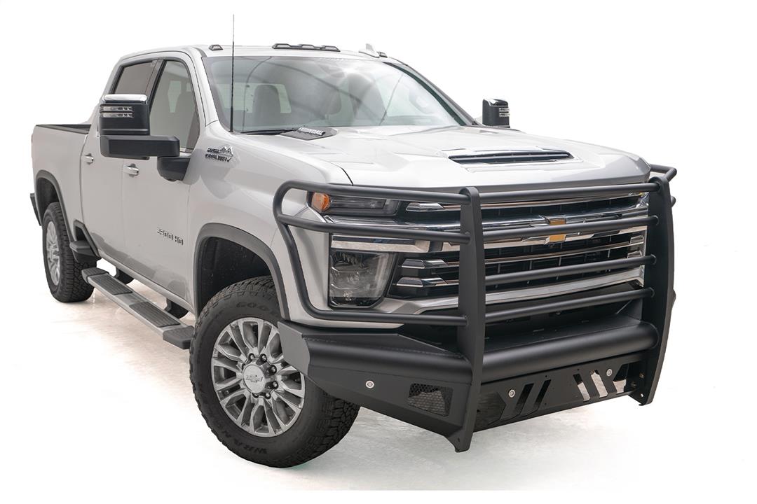 Fab Fours Black Steel Elite Ranch Front Bumper w/ Full Grille Guard – 2020–2023 Chevy Silverado 2500/3500 HD (Part #: FFR-Q4960-1)