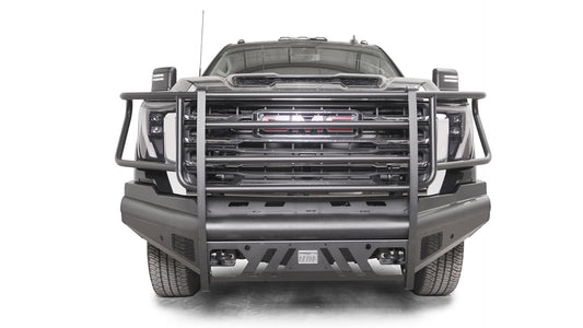Fab Fours Black Steel Elite Ranch Front Bumper w/ Full Grille Guard – 2024–2025 GMC Sierra 2500/3500 HD (Part #: FFR-Q6260-1)