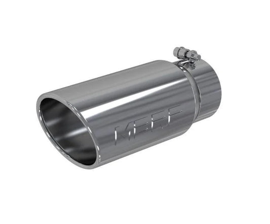 Stainless Steel Exhaust Tip – 4” Inlet, 5” Outlet, 12” Length – Angled Rolled Edge – Polished Finish