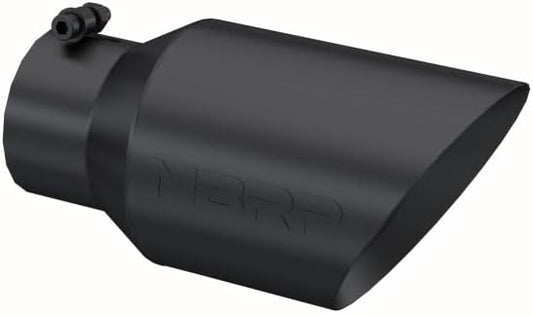 Black Exhaust Tip – 4" Inlet, 6" Outlet, 12" Length | Dual Wall Angled Cut | Universal Fit Tip