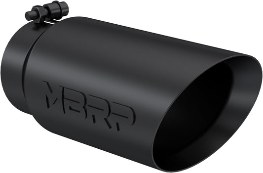 Black Exhaust Tip – 4" Inlet, 5" Outlet, 12" Length | Dual Wall Angled Cut