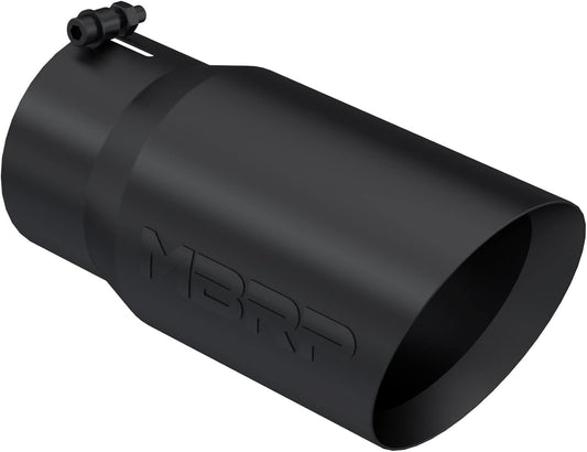 Black Exhaust Tip – 5" Inlet, 6" Outlet, 12" Length | Dual Wall Angled Cut
