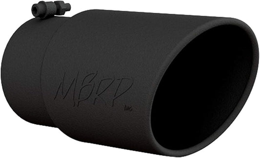 Black Exhaust Tip – 5" Inlet, 6" Outlet, 12" Length | Angled Rolled Edge