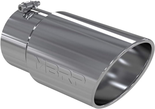 Stainless Steel Exhaust Tip – 5" Inlet, 6" Outlet, 12" Length | Angled Rolled Edge