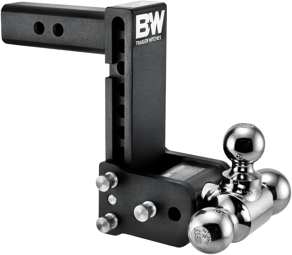 B&W TS10049B Tow & Stow Magnum Receiver 7" Drop Hitch | 1-7/8", 2", and 2-5/16" Balls | 10,000 lbs. GTW