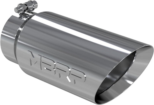 Stainless Steel Exhaust Tip – 4” Inlet, 5” Outlet, 12” Length – Dual Wall Angled – Polished Finish – Universal Fit