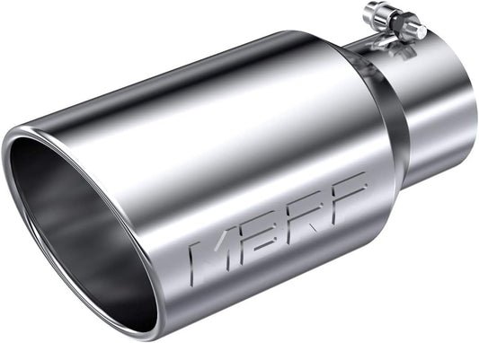 Stainless Steel Exhaust Tip – 4" Inlet, 6" Outlet, 12" Length | Angled Rolled Edge