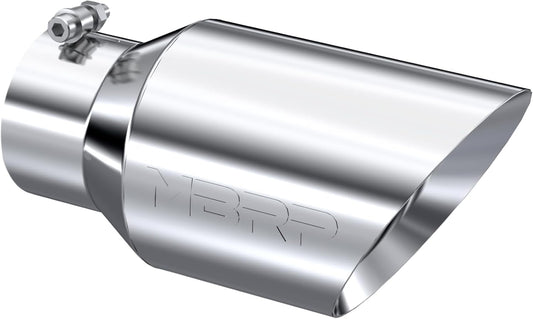 Stainless Steel Exhaust Tip – 4" Inlet, 6" Outlet, 12" Length | Dual Wall Angled Cut | Polished Tip