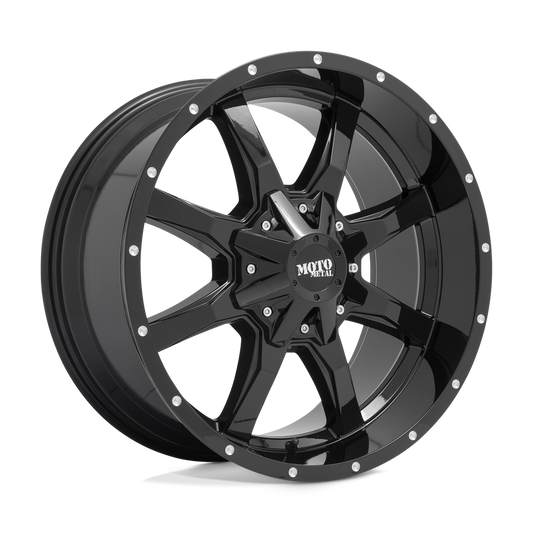 Moto Metal MO970 20x10 Wheel - Gloss Black with Milled Lip | 8x6.5 Bolt Pattern | -24 Offset