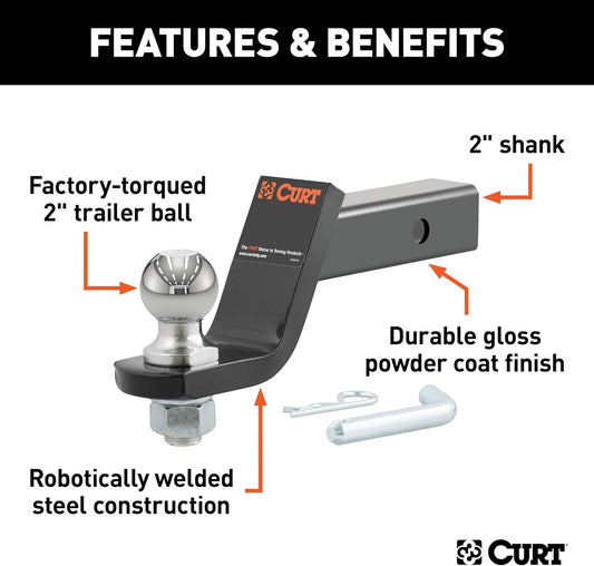 CURT Class 3/4 2-Inch Fixed Ball Mount with 2-Inch Ball & 2-Inch Drop (CUR-45036)