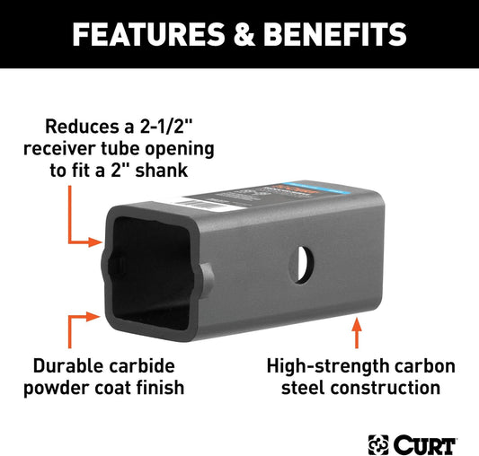 CURT 2-1/2" to 2" Ball Mount Reducer Sleeve (CUR-45405)