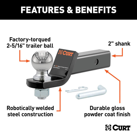 Loaded Ball Mount with 2-5/16" Ball, 2" Shank, 2" Drop (CUR-45041)