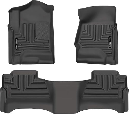 Husky Liners WeatherBeater Front & Rear Floor Liners – Black | Fits 2014–2018 Silverado/Sierra 1500 & 2015–2019 HD Crew Cab - HUS-98231