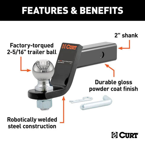 Loaded Ball Mount with 2-5/16" Ball, 2" Shank, 4" Drop (CUR-45042)
