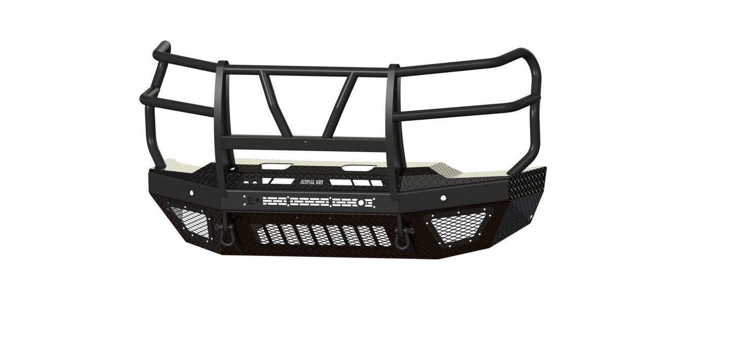 T2 Front Extreme (2020-2023 Chevrolet 2500/3500 HD) Sensor cutouts, Factory fog cutouts, Receiver hitch skid plate, Without mesh grill, No Camera Harness, Texture black powder coat