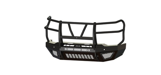T2 Front Extreme (2024-2025 Chevrolet 2500/3500 HD) Sensor cutouts, Factory fog cutouts, Winch skid plate, Without mesh grill, With Camera Harness, Gloss black powder coat