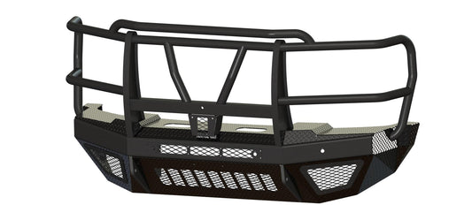 T2 Front Extreme (2023-2025 Ford F450/550) Sensor cutouts, Factory fog cutouts , Winch mount skid plate , Without mesh grill, With Camera Harness, Texture black powder coat, FITS OEM F450/550 FENDER TRIM