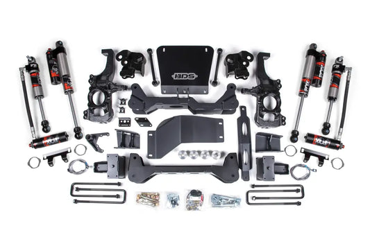 BDS Suspension 5 Inch Lift Kit With Fox 2.5 Performance Elite Shocks For Chevrolet Silverado / GMC Sierra 2500 HD / 3500 HD 4WD (2020-2024) | Rear Lift 5 Inch Block Kit Lift With Overload