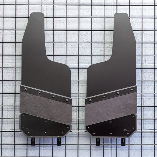Angled Cut Rear 12″ Mud Flaps – Carbon Black | Universal Fit (HAW-AH3R-12-BPC)