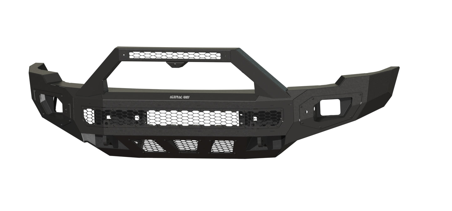Freedom Front Sport (2024-2025 GMC 2500/3500 HD) Non-winch, Sensor cutouts, Without mesh grill, With Camera Harness + Pod, Bare metal