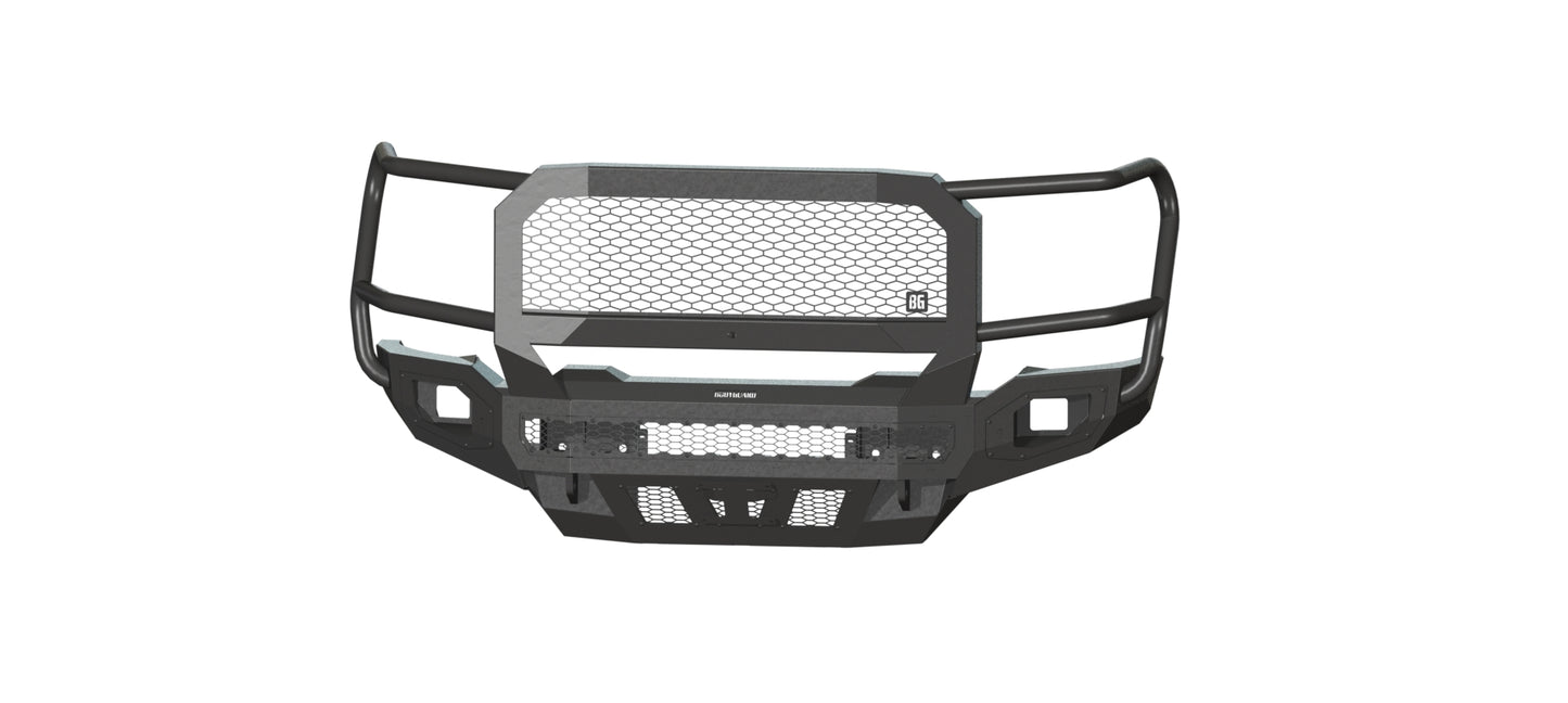 Freedom Front Extreme (2020-2023 GMC 2500/3500 HD) Non-winch, Sensor cutouts, With mesh grill, With Camera Harness, Bare metal