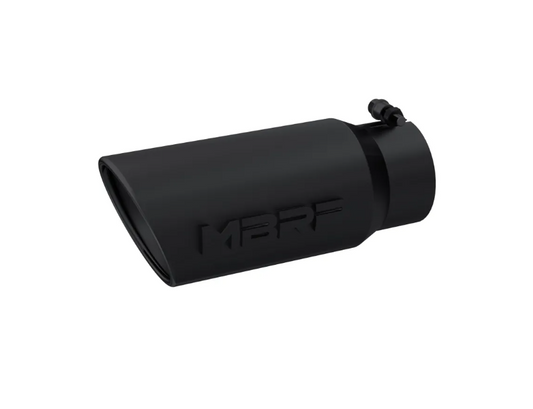 Black Coated Exhaust Tip – 4” Inlet, 5” Outlet, 12” Length – Angled Rolled Edge – Universal Fit