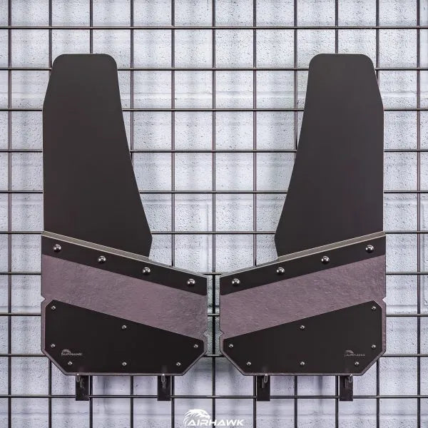 Angled Cut Front 12″ Mud Flaps – Carbon Black Finish (HAW-AH3-12-BPC)