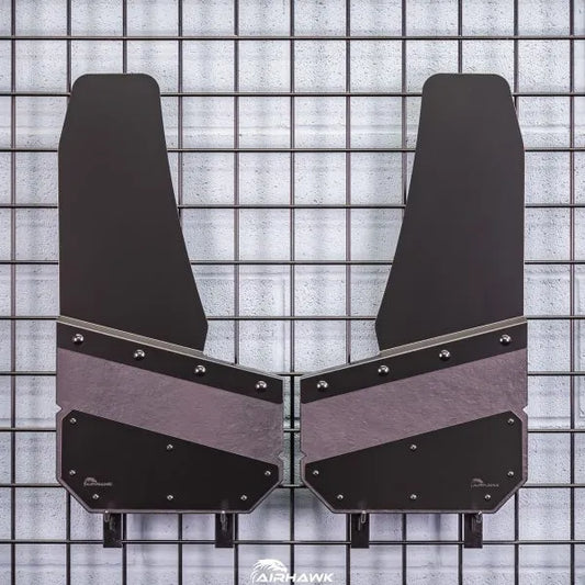 Angled Cut Front 12″ Mud Flaps – Carbon Black Finish (HAW-AH3-12-BPC)